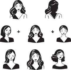 Man and Woman icon set collection with diverse directional markers on white background