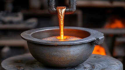 Molten metal pouring into a mold