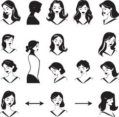 Man and Woman icon set collection with diverse directional markers on white background