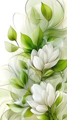 Delicate white flowers and lush green leaves