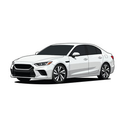 White Sedan Car Illustration