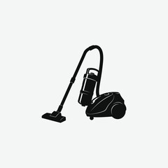 Minimalist Vacuum Cleaner Silhouette Vector – Flat 2D Black Icon on White Background