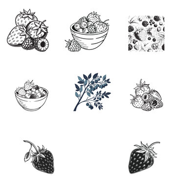 black and white food icons