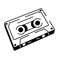 A sketchy style icon of cassette tape
