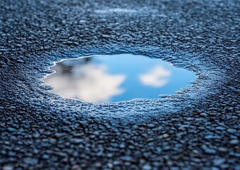 Puddle reflecting sky