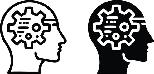 Artificial intelligence icon, collection of brain, ai, head, machine, technology and more. vector Illustration