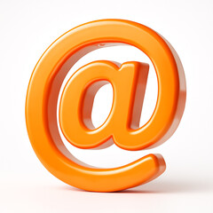 3d render of orange at symbol email icon isolated on white background