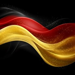 Abstract waving design with red, gold, and black