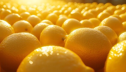 Close-up of many bright yellow lemons