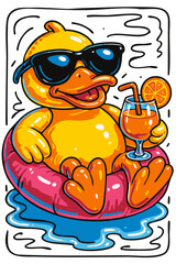 Duck Pool Relaxation Doodle Art