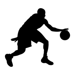 Silhouette of a basketball player with a ball