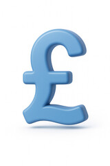 3d render of a blue pound sterling sign isolated on white background