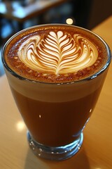 Latte art on top of a coffee drink