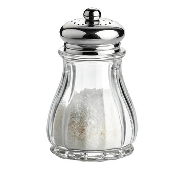 Glass salt shaker, Salt shaker on transparent background, top view