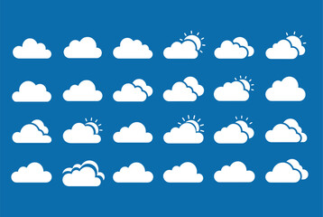 Simple Weather Themed Cloud Illustrations and vector