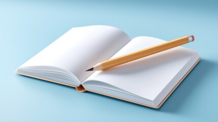 Open notebook with a pencil resting on it