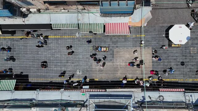 Jerusalems Mahane Yehuda market houses rooftops, Aerial view