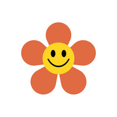 Funny retro groovy flowers  vector illustration 
