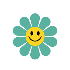 Funny retro groovy flowers  vector illustration 