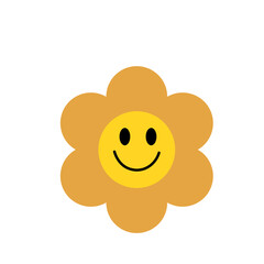Funny retro groovy flowers  vector illustration 