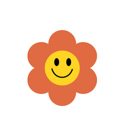 Funny retro groovy flowers  vector illustration 