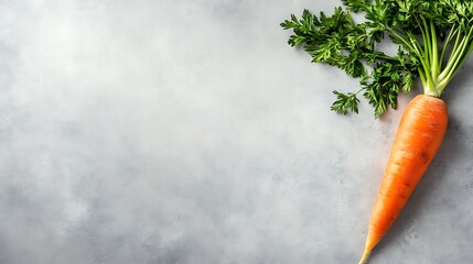 Fresh Carrot with Green Top on Gray Background