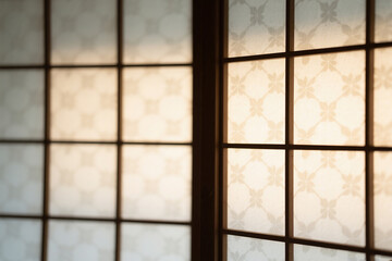 Patterned Shoji Divider with Warm Glow