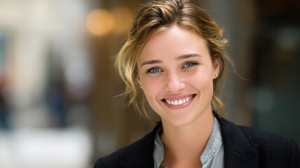 Charming Businesswoman Portrait with Warm Smile and Professional Flair
