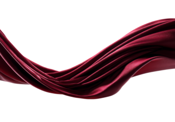 Flying Red Silk Fabric in Motion with Soft Folds and Fluid Flow, On Transparent Background, Png