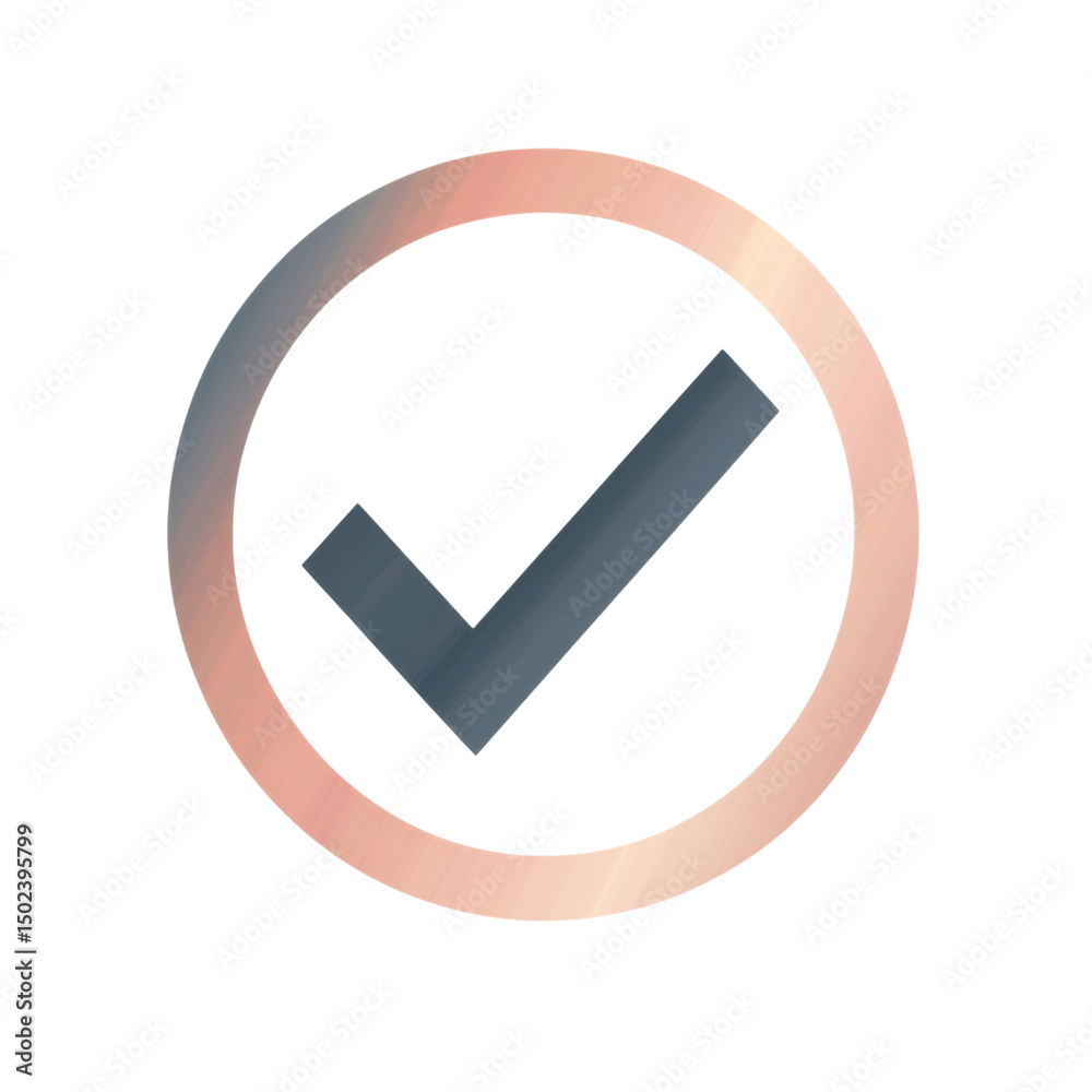 Wall mural isolated transparent background. metallic check mark inside circular outline symbolizing confirmatio