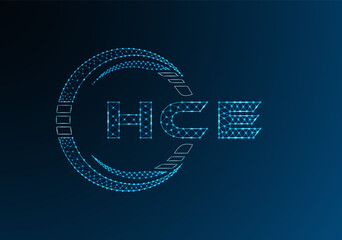 HCE low poly letter logo vector design. HCE lower poly logo design.