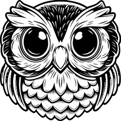 Obraz premium Owl tattoo design in SVG format. Cute Cartoon Owl Illustration for Creative Projects