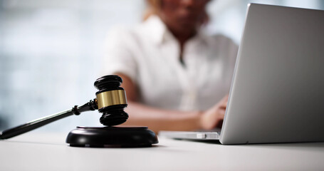 African American Woman Giving Online Legal Lecture