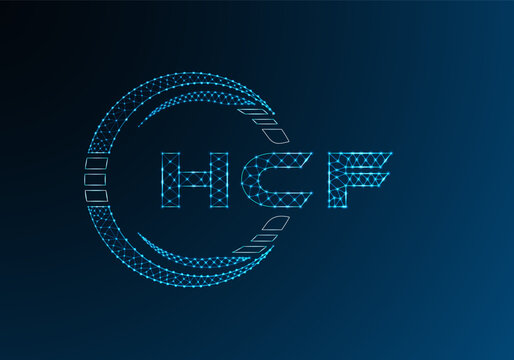 HCF low poly letter logo vector design. HCF lower poly logo design.