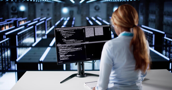 Young African American Woman Working On AI Technology