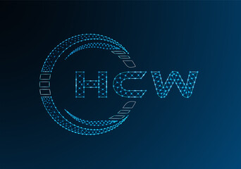 Naklejka premium HCW low poly letter logo vector design. HCW lower poly logo design.