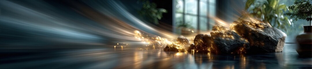 Motion blur Art Collector's Home. Generative AI