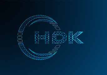HDK low poly letter logo vector design. HDK lower poly logo design.