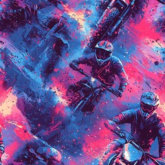 Vivid motorbike racing excitement artwork