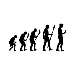 Obraz premium Human evolution silhouette concept. Darwin theory cartoon vector illustration