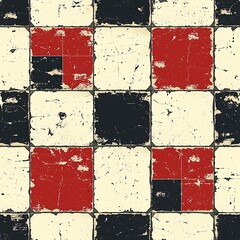 Weathered tiles retro red black beige