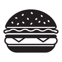 Cheese burger vector icon set,in black outline, solid and colored style,
