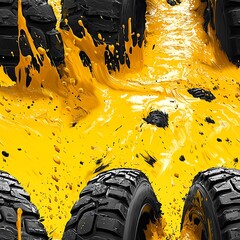 Wheels blazing through viscous vivid gold