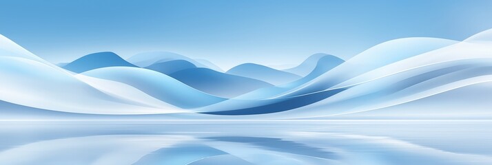 Abstract blue - toned landscape with wavy forms