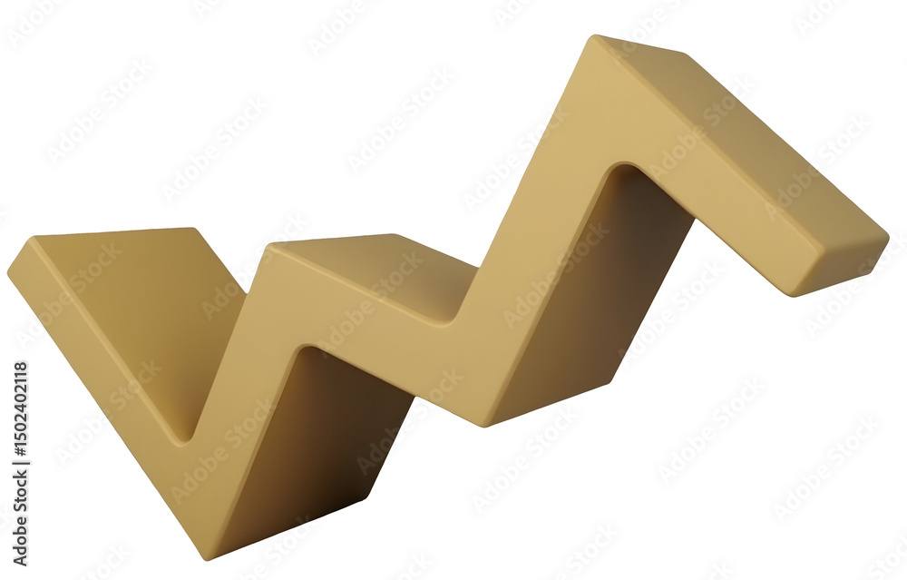 Poster zigzag shape in gold color with smooth surface and 3d design