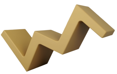 Zigzag shape in gold color with smooth surface and 3D design