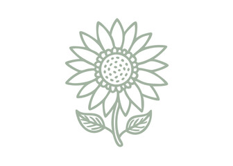 Minimalist Sunflower Outline Illustration, Helianthus Annuus