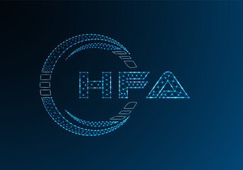 HFA low poly letter logo vector design. HFA lower poly logo design.