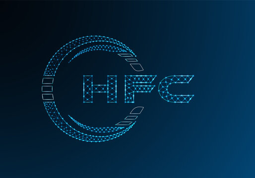 HFC low poly letter logo vector design. HFC lower poly logo design.