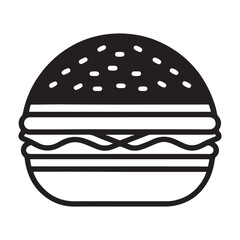 PrintHamburger vector icon set,burger sign and symbol,hamburgeron solid black and white color
